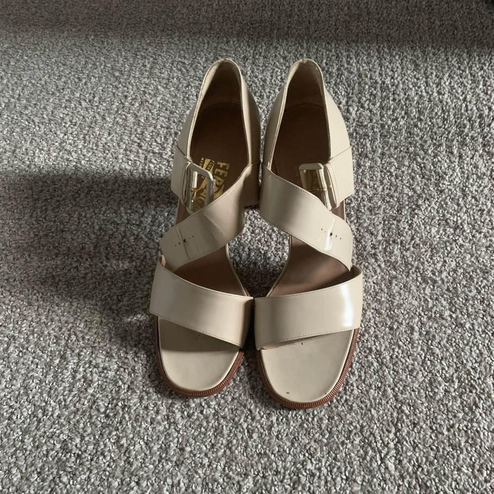 Salvatore Ferragamo Women’s Cream Leather Sandals